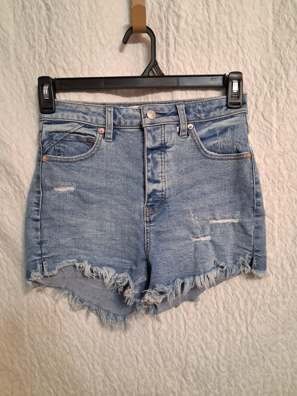 We The Free Light Blue Distressed Denim Shorts